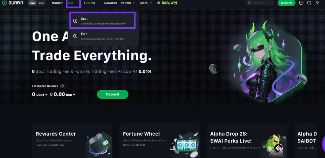 معاملات اسپات صرافی ارز دیجیتال اوربیت